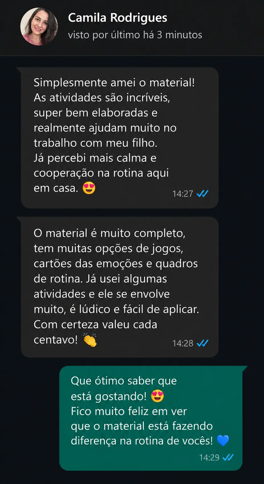 Conversa com depoimento sobre o material, 1 de 7